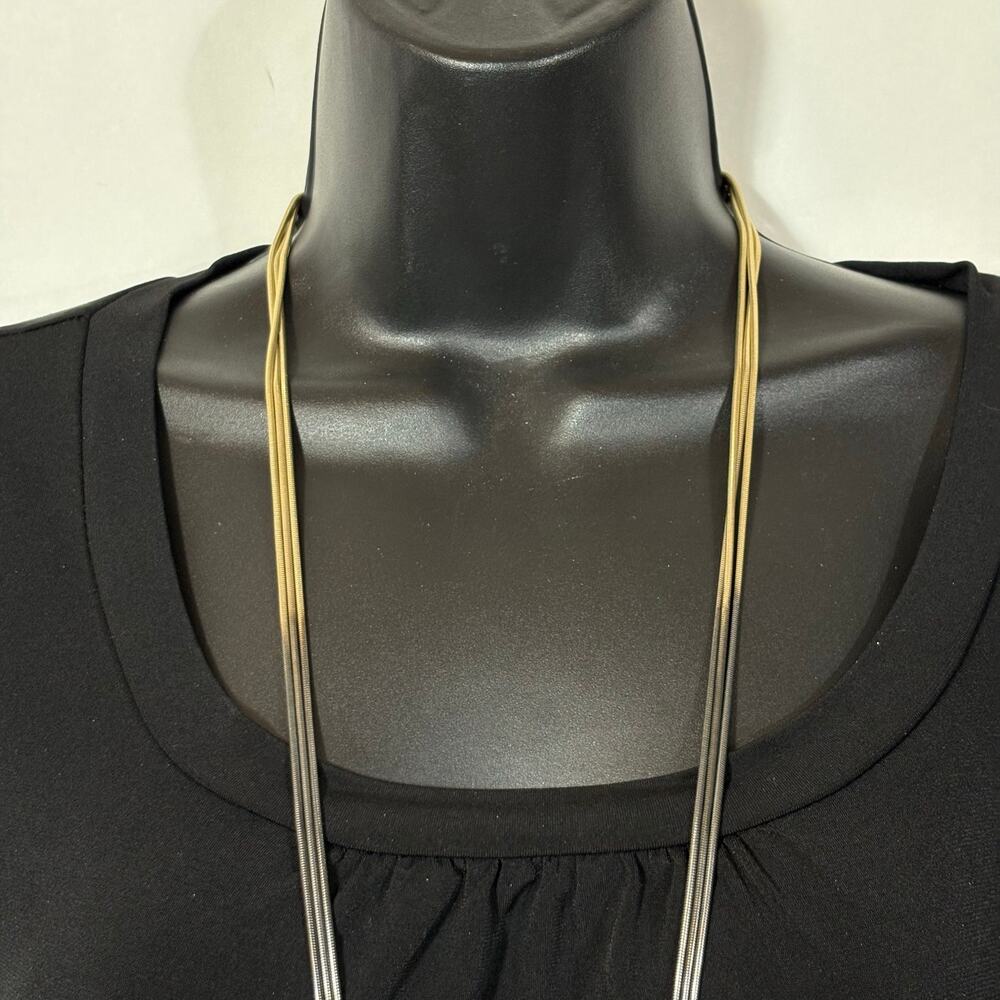 Silpada Cascading Colorblock Two-Toned Gold & Silver Tone Necklace 36" K&R - Picture 3 of 6